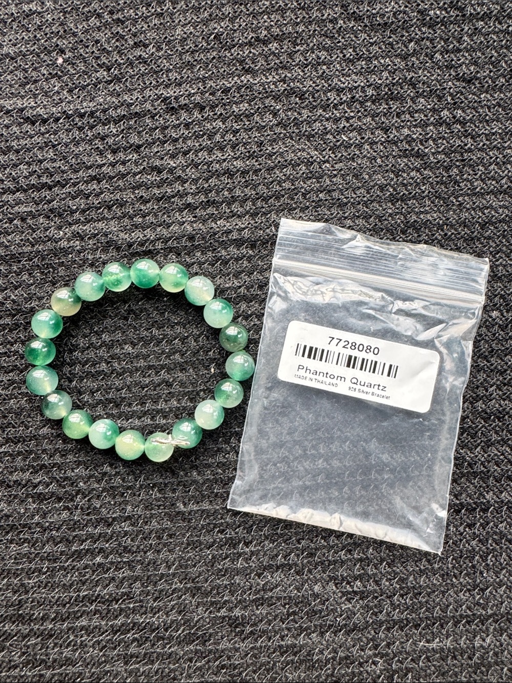 Phantom Quartz Green Beaded Stretch Bracelet - Unbranded